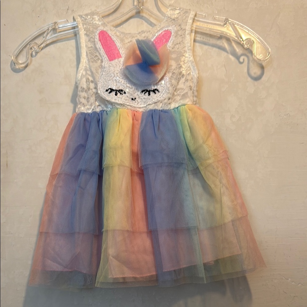 NWT Rainbow Easter Bunny Kids Dress